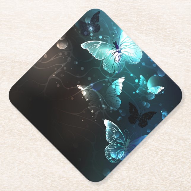 Posavasos De Papel Mariposas nocturnas de menta (Anverso)