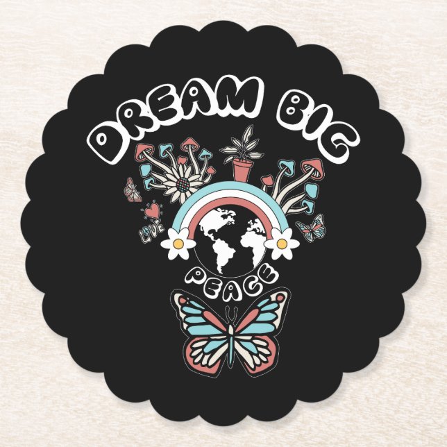 Posavasos De Papel Mariposas y hongos Sueño Gran inspo positivo (Anverso)