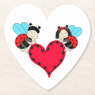 Posavasos De Papel Mariquitas con corazón