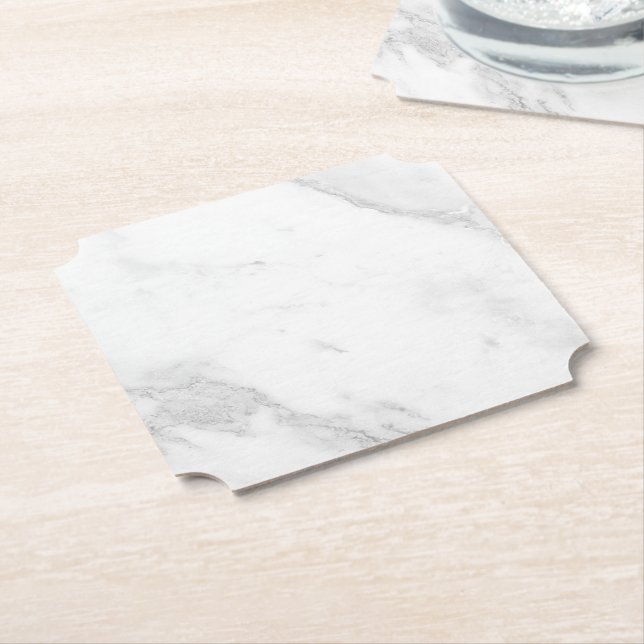 Posavasos De Papel Mármol Blanco (En perspectiva)