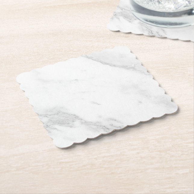 Posavasos De Papel Mármol Blanco (En perspectiva)
