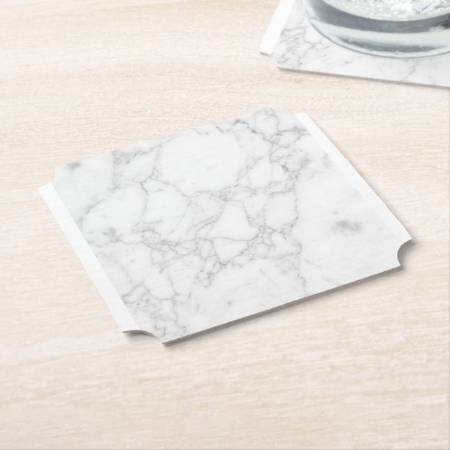 Posavasos De Papel Mármol Blanco (En perspectiva)