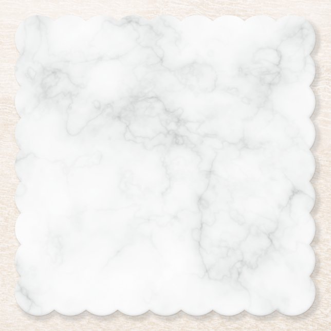 Posavasos De Papel Mármol Blanco Moderno (Anverso)