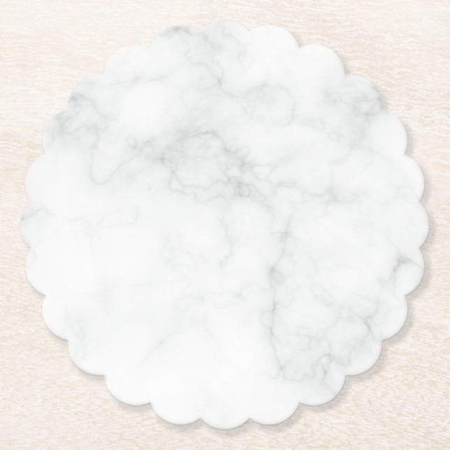 Posavasos De Papel Mármol Blanco Moderno (Anverso)