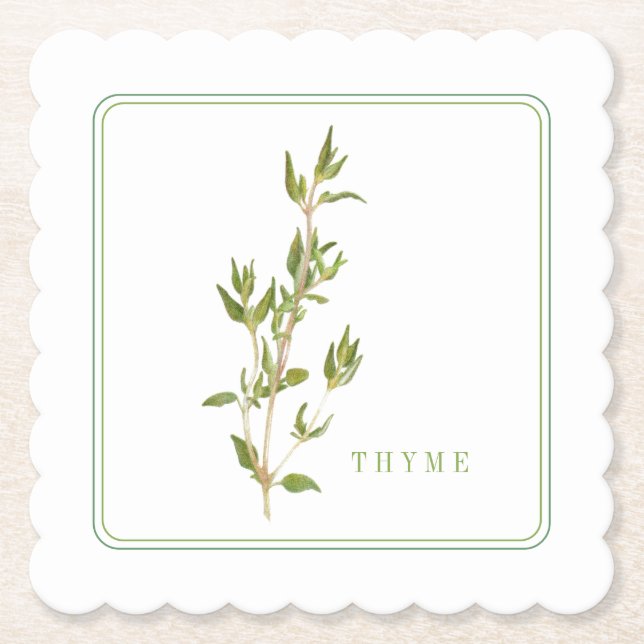 Posavasos De Papel Máscaras cuadradas de hormigón FRESCA THYME (+text (Anverso)