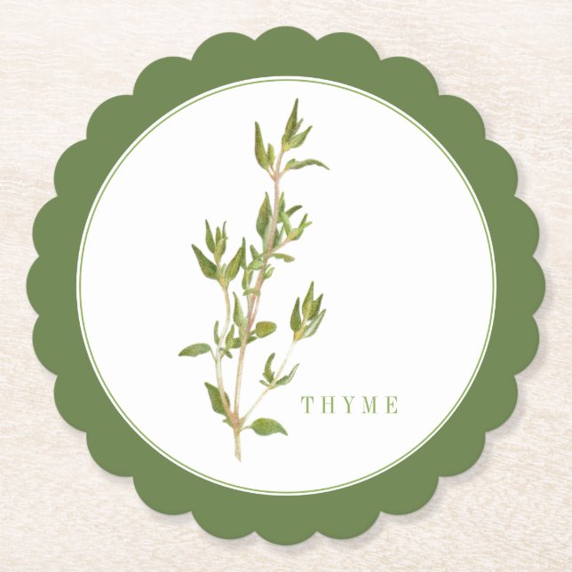 Posavasos De Papel Máscaras redondas de hormigón FRESCA THYME (+texto (Anverso)