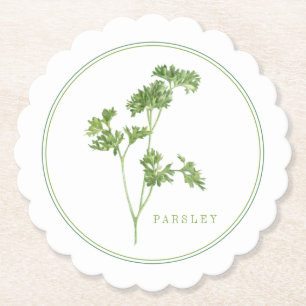 Posavasos De Papel Máscaras redondas de parrilla FRESH PARSLEY (+text
