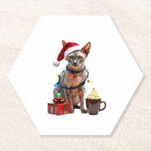 Posavasos De Papel Mascota Animales Amantes de renos Cute gato Sphynx