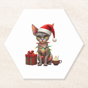 Posavasos De Papel Mascota Animales Amantes de renos Cute gato Sphynx