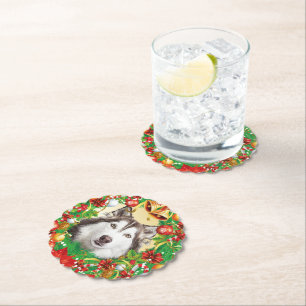 Posavasos De Papel Mascota fotográfico Niños Navidades de la plantill