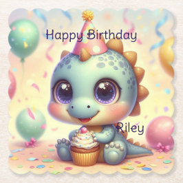 Posavasos De Papel Máster de papel Dino Delight personalizado