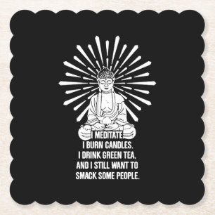 Posavasos De Papel Me Medito Quemando Velas. Bebí Té Verde.