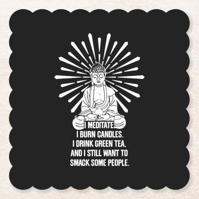 Posavasos De Papel Me Medito Quemando Velas. Bebí Té Verde. (Anverso)