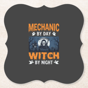 Posavasos De Papel Mecánico de Halloween de Día Bruja de Noche