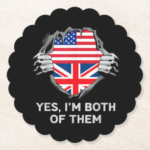 Posavasos De Papel Media estadounidense mitad británica bandera de In