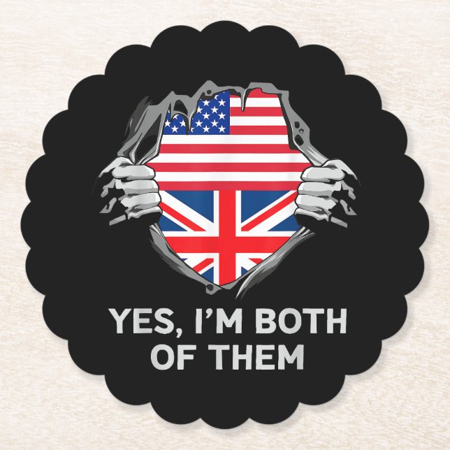 Posavasos De Papel Media estadounidense mitad británica bandera de In (Anverso)