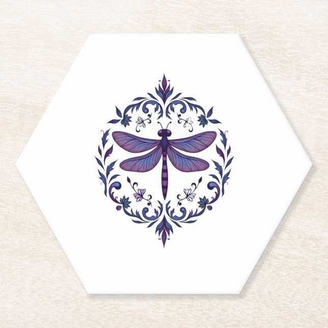 Posavasos De Papel Meditation Fractal Geometry Spiritual Yoga Dragonf (Anverso)