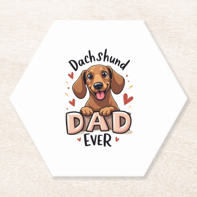 Posavasos De Papel Mejor Dachshund Dad Ever T Shirt (Anverso)