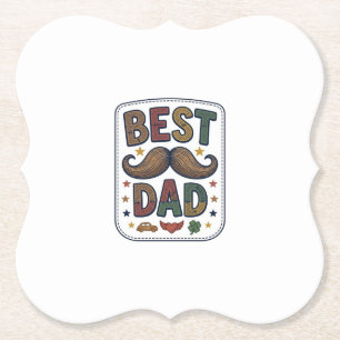 Posavasos De Papel Mejor diseño de padre con bigote vintage vectorial