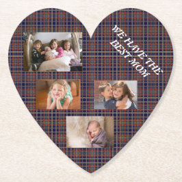 Posavasos De Papel Mejor Mamá en Tartán Plaid Freestyle White Font