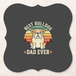 Posavasos De Papel Mejor papá Bulldog Retro Vector