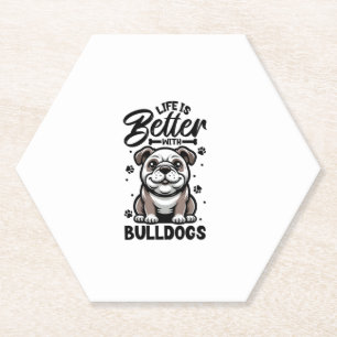 Posavasos De Papel Mejor vida con Bulldog