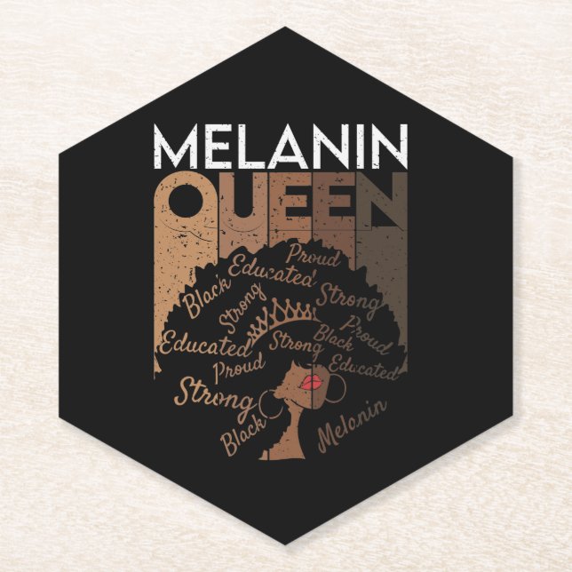 Posavasos De Papel Melanin Afro Queen Word Art (Anverso)