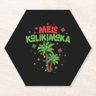 Posavasos De Papel Mele Kalikimaka Navidades hawaianos con luz de árb