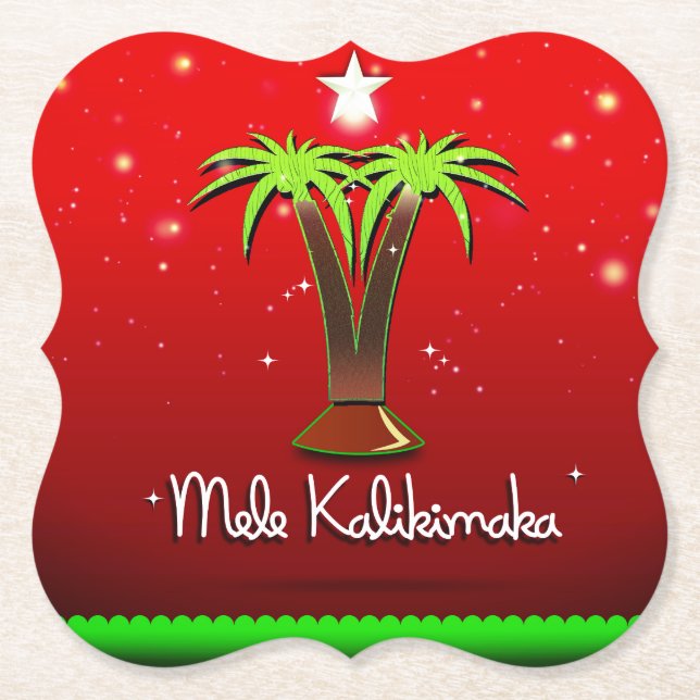 Posavasos De Papel Mele Kalikimaka Palm Tree para Navidad (Anverso)