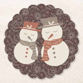 Posavasos De Papel Mellow Snowmen - dos lindas parejas de muñecos de 