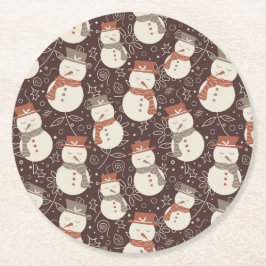 Posavasos De Papel Mellow Snowmen - patrón de Navidades amaro rojo.