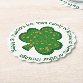 Posavasos De Papel Mensaje de nombre St Patricks Day Green Shamrock