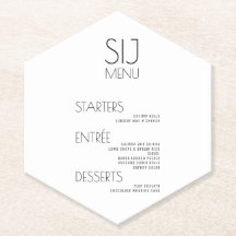 Menú de boda moderno simple negro blanco y negrita