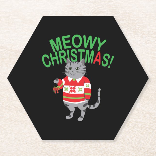 Posavasos De Papel Meowy Cat Navidades (Anverso)