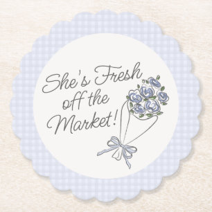 Posavasos De Papel Mercado de Flores Azules Frescas Ducha Nupcial