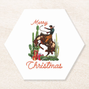 Posavasos De Papel Merry Christmas Cowboy