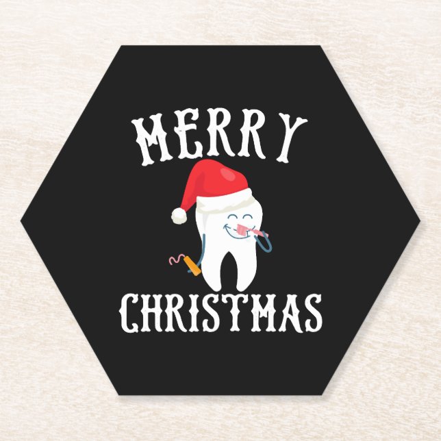 Posavasos De Papel Merry Christmas Tooth Médica dentista dental (Anverso)