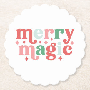 Posavasos De Papel Merry Magic - Tipografía de vacaciones coloridas