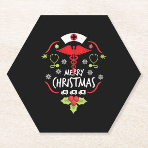 Posavasos De Papel Merry Médica de enfermería de Navidad Tees Ambulan