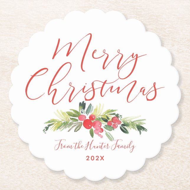 Posavasos De Papel Merry Mistletoe | (Anverso)