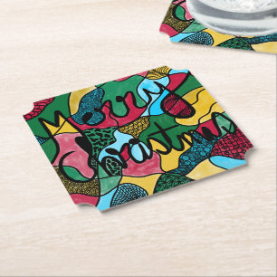 POSAVASOS DE PAPEL MERRY NAVIDAD NEUROGRÁFICA Y NEGRO