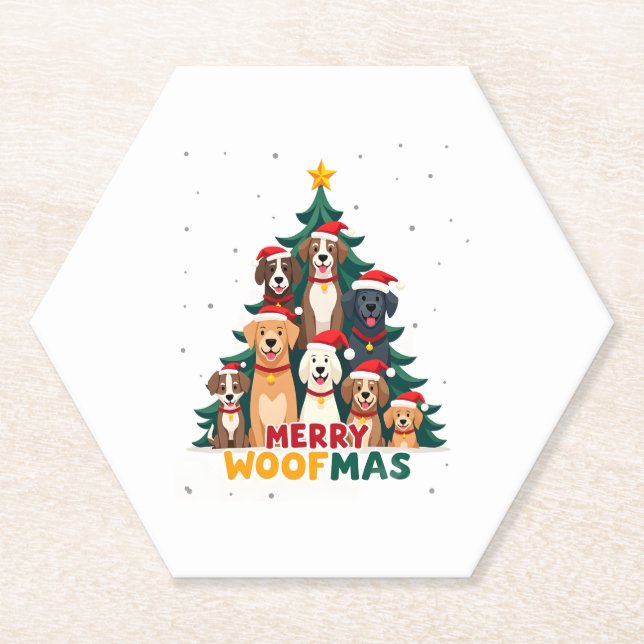 Posavasos De Papel Merry Woofmas - Merry Christmas For Dog Lovers (2) (Anverso)