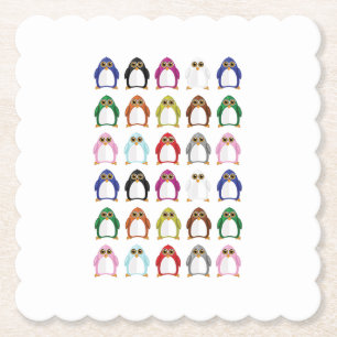 Posavasos De Papel Mesa Divertida con Patrón de Pingüino Colorido y K