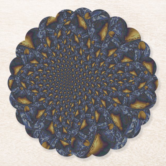 Posavasos De Papel Metalizado de fundición azul dorada y plateada (Anverso)