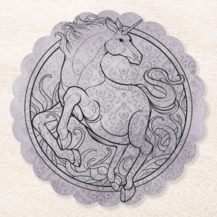 Posavasos De Papel Mezcla gris del práctico de costa del unicornio
