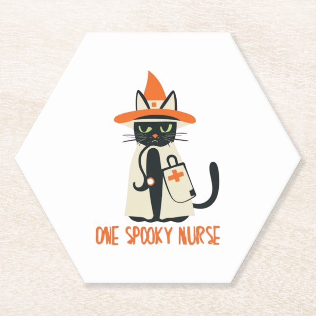 Posavasos De Papel Mezcla perfecta de Halloween - un espeluznante gat (Anverso)