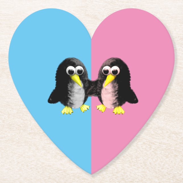 Posavasos De Papel Mi amiga el pingüino, fiesta de revelación de géne (Anverso)