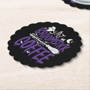 Posavasos De Papel Mi Broomstick Corre En La Halloween De La Escoba D