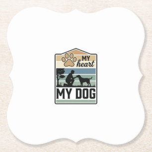 Posavasos De Papel Mi Corazón Mi Perro Grabado Vintage Diseño Amante 