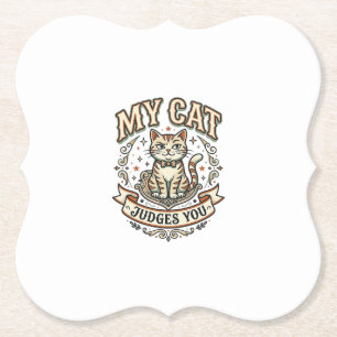 Posavasos De Papel Mi Gato Te Juzga Sarcasmo Gato Actitud Vintage Vec